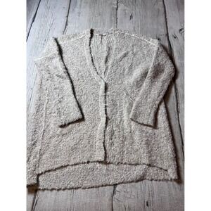 Free People Cardigan Women XS Tan Boucle Alpaca Blend Oversized Snap Button